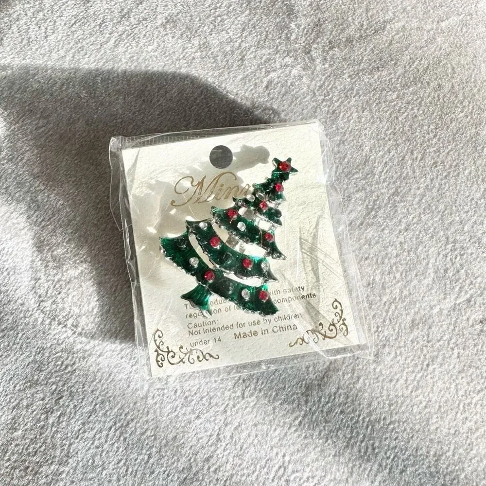 Christmas tree dark green brooch pin